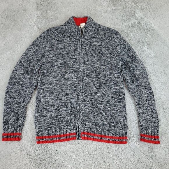 OshKosh B'gosh Sweaters - Oshkosh Cardigan Sweater Womens Sz 12 Heatjer Gray Full Zip Long‎ Sleeve Red